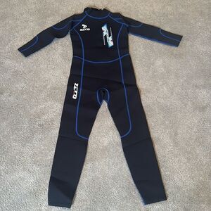 Kids Full Body Wetsuit Unisex Neoprene 2.5mm Black Zip Back Closure Size M NEW